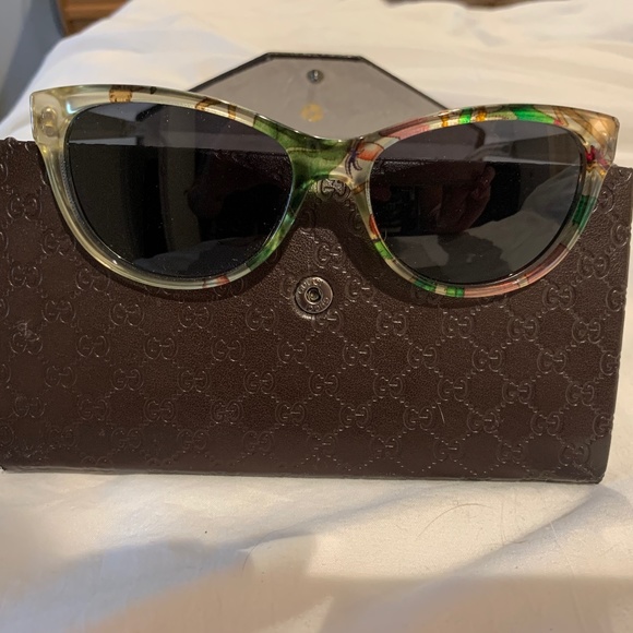 GUCCI SUNGLASSES GG 3742 2G2 140 OPTYL FLORA BUTTERFLY METALLIC TEMPLES